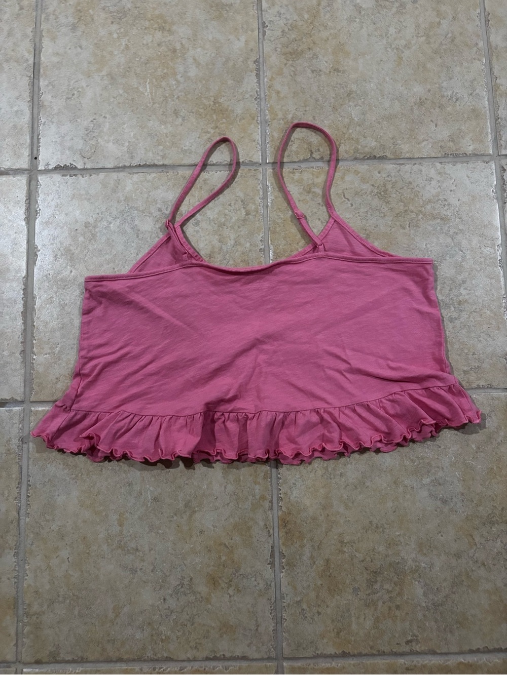 Pink Ruffle-Hem Women's Cami Crop - Picture 2 of 3
